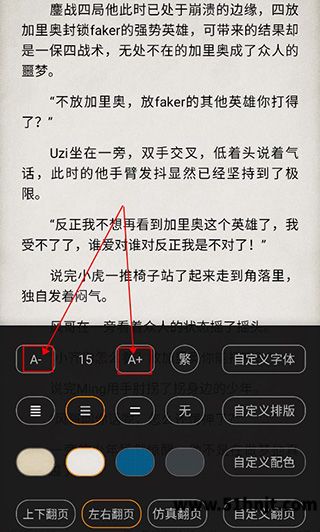 搜书大师调整小说字体大小