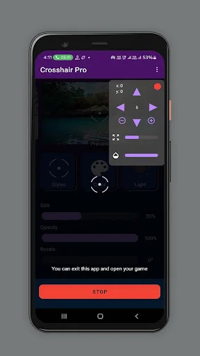 Crosshair Pro启动准星后调整位置大小和透明度