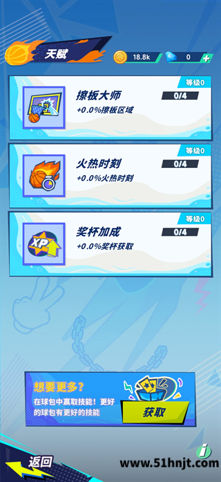 篮球街头热血投篮比赛球员天赋界面