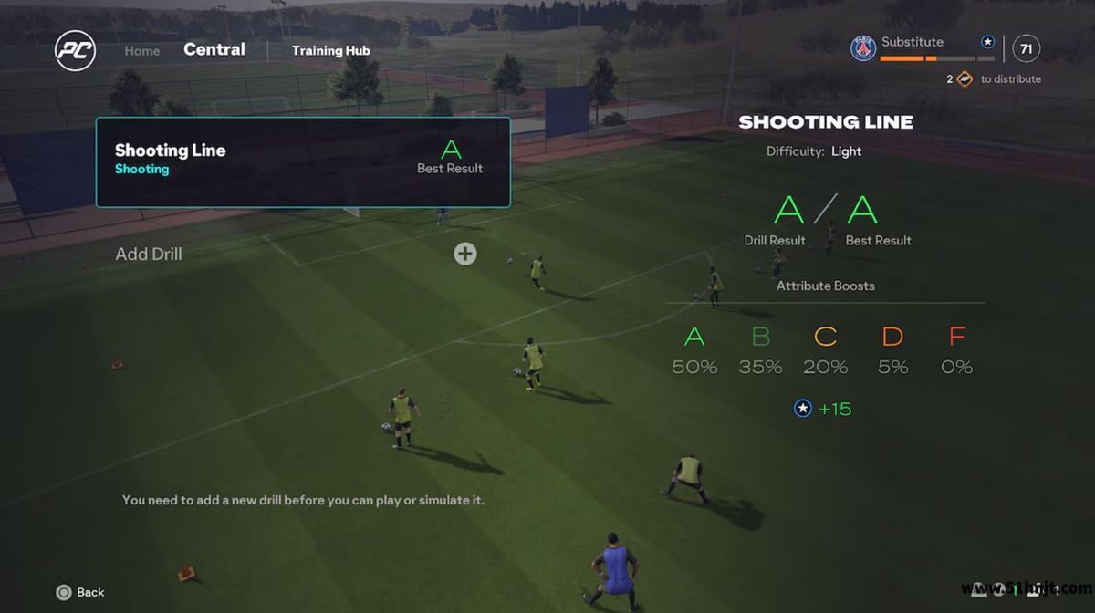 FC 26球员职业生涯Shooting Line训练成绩和经验加成界面