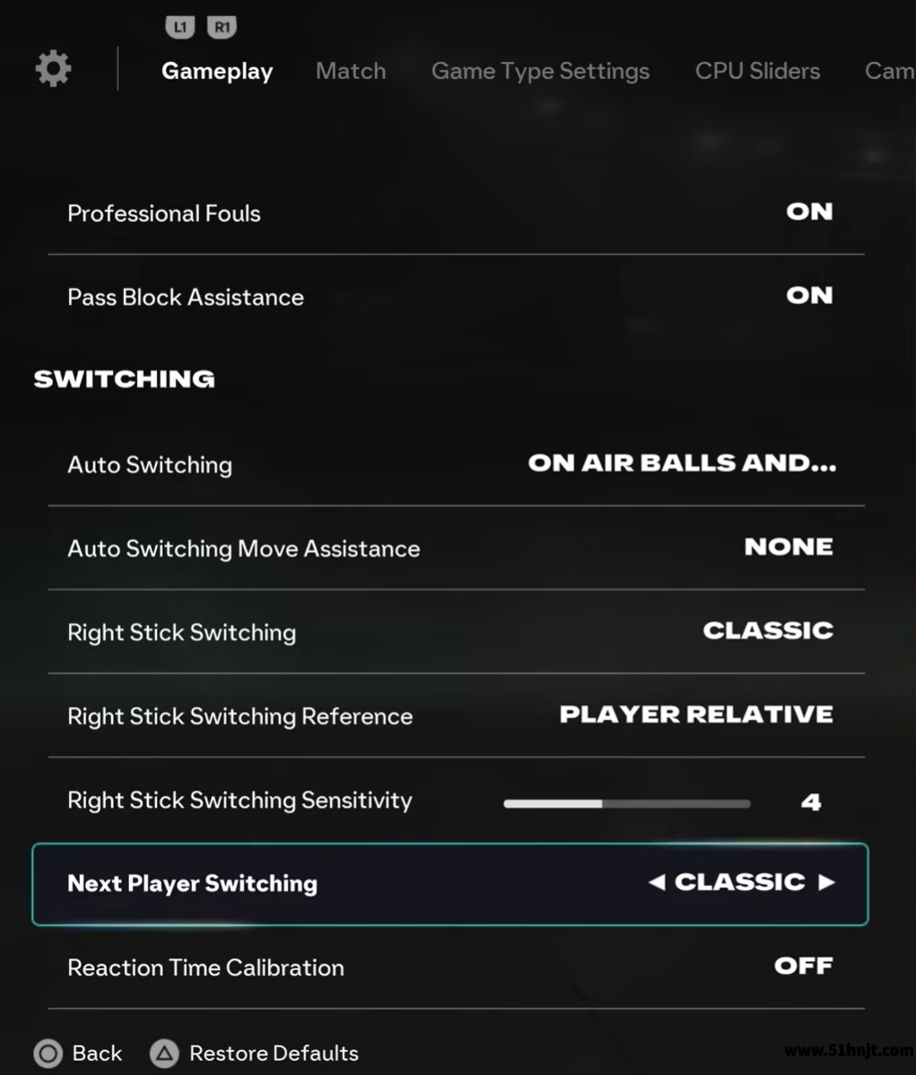 FC 26 Gameplay设置中的Auto Switching与Auto Switching Move Assistance选项