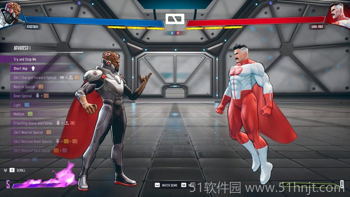 无敌少侠VS挑战模式连招输入和演示界面