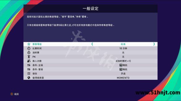 实况足球系列一般设定中的赛事等级、比赛时间和加时赛选项
