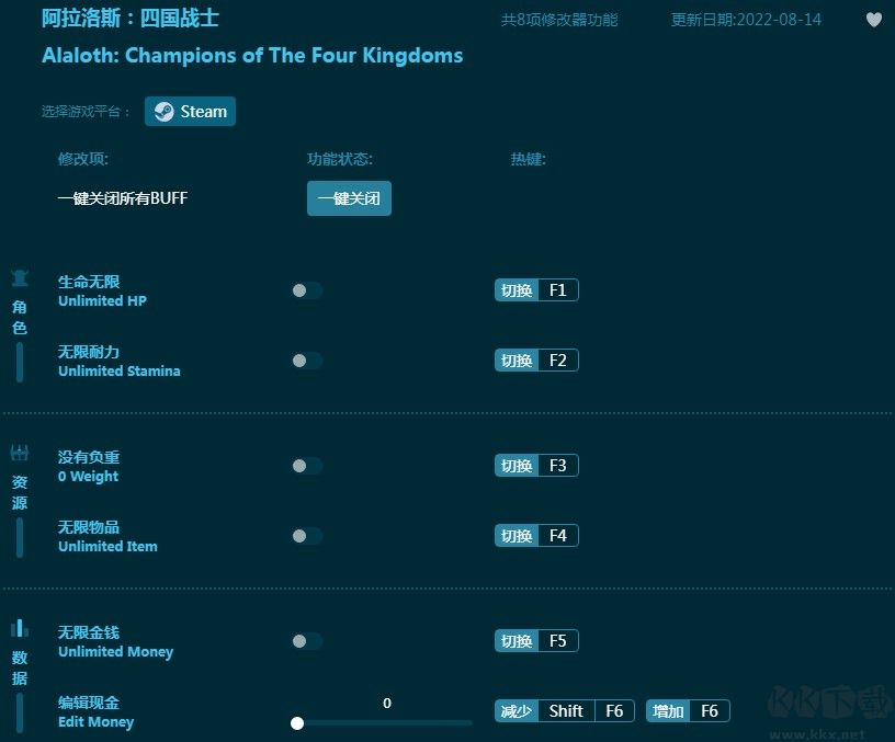 阿拉洛斯四国战士八项修改器下载
