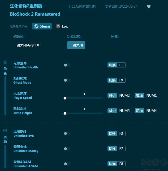 生化奇兵2重制版专用修改器