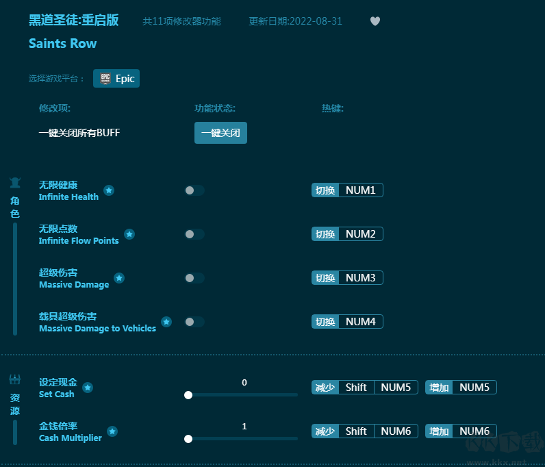 黑道圣徒重启版十一项修改器